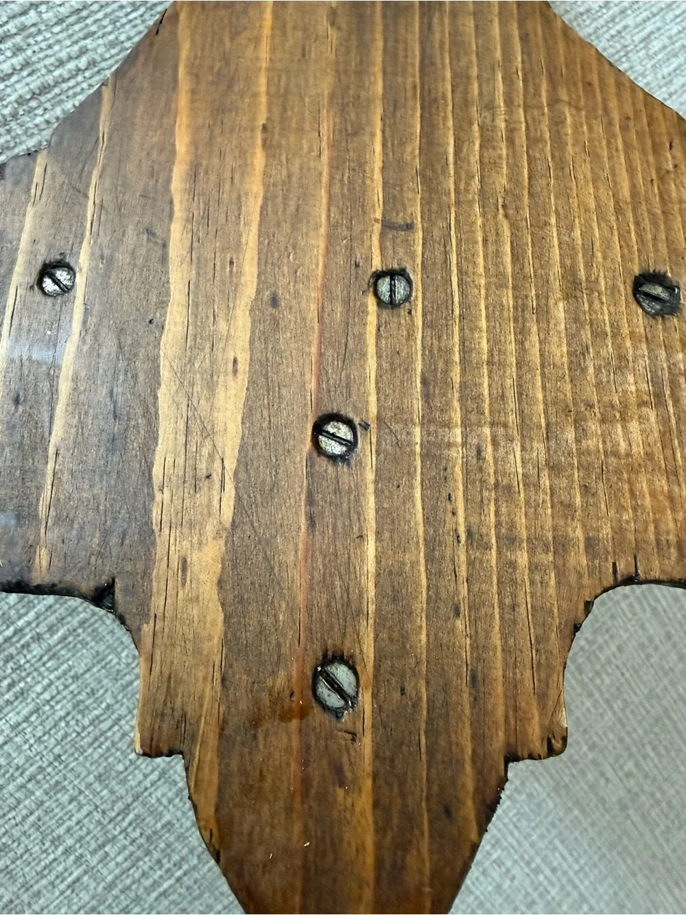 Older Vintage Wooden Wall Display Shelf - Hand Carved Edges & Keyhole